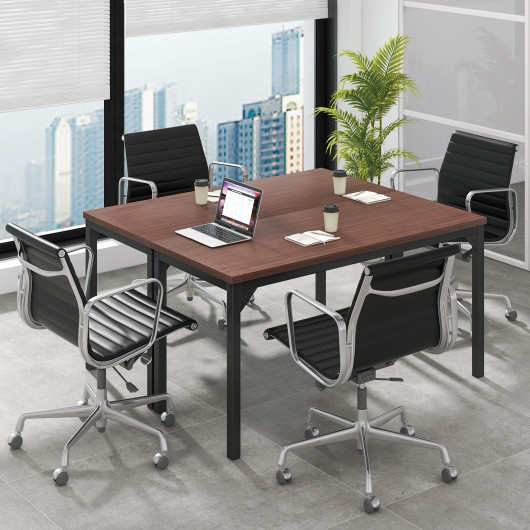 55 Inch Conference Table with Heavy-duty Metal Frame-Brown - Image 5