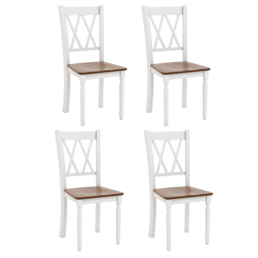 Set of 4 Wooden Farmhouse Kitchen Chairs with Rubber Wood Seat - Image 2