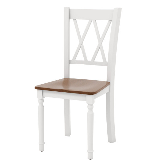 Set of 4 Wooden Farmhouse Kitchen Chairs with Rubber Wood Seat - Image 3