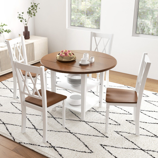 Set of 4 Wooden Farmhouse Kitchen Chairs with Rubber Wood Seat - Image 4
