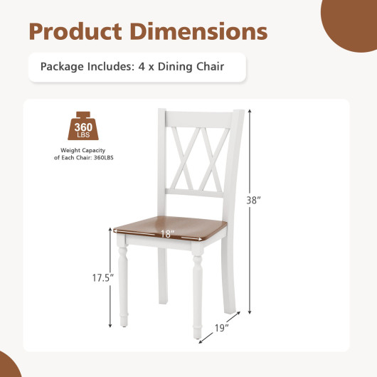 Set of 4 Wooden Farmhouse Kitchen Chairs with Rubber Wood Seat - Image 5