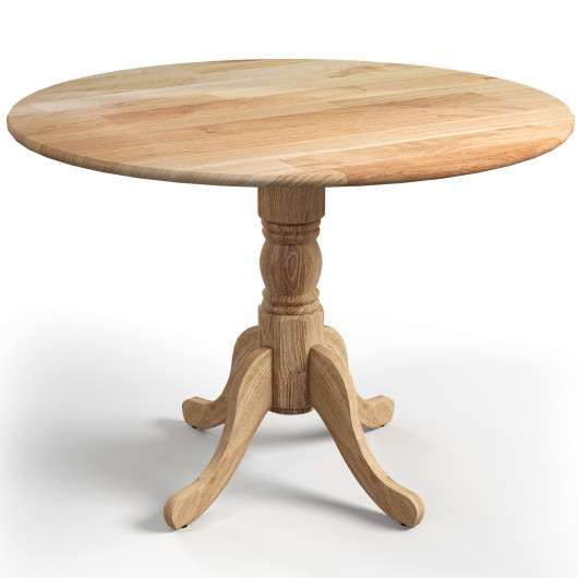Wooden Dining Table with Round Tabletop and Curved Trestle Legs-Natural - Image 2