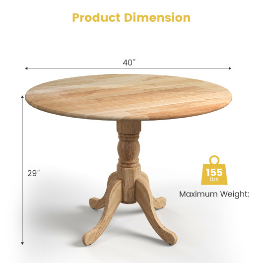 Wooden Dining Table with Round Tabletop and Curved Trestle Legs-Natural - Image 4