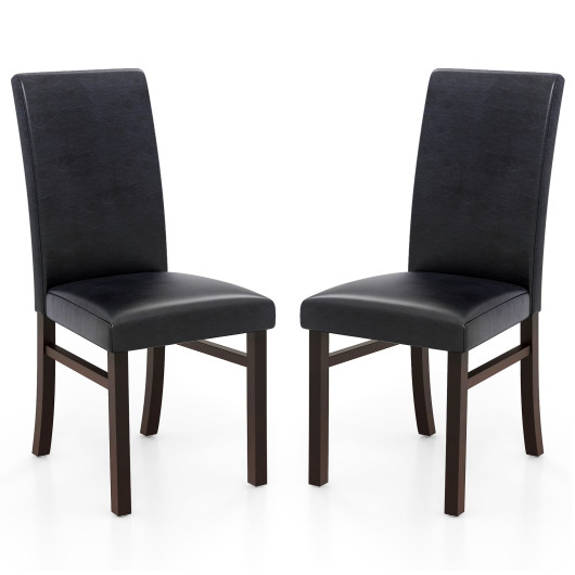 Upholstered Dining Chairs Set of 2 with Solid Rubber Wood Legs