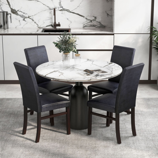 Upholstered Dining Chairs Set of 2 with Solid Rubber Wood Legs - Image 4