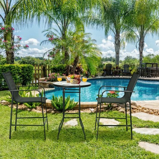 3 Pieces Outdoor Patio Bar Table Stool Set-Black - Image 6