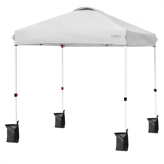 6.6 x 6.6 Feet Outdoor Pop Up Camping Canopy Tent with Roller Bag-Gray