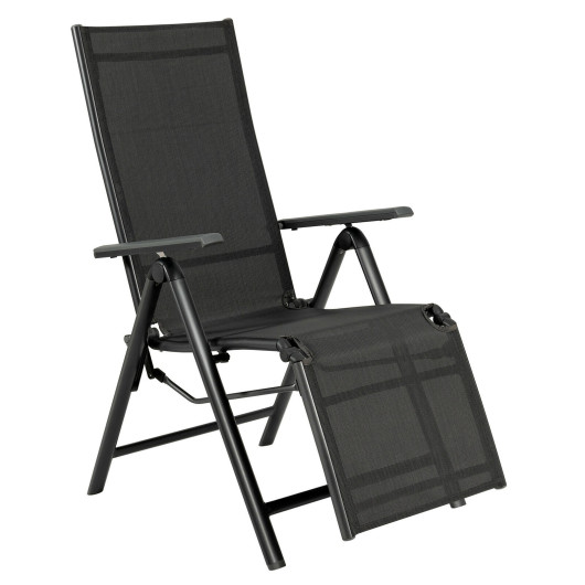 Outdoor Folding Lounge Chair with 7 Adjustable Backrest and Footrest Positions-Gray - Image 6