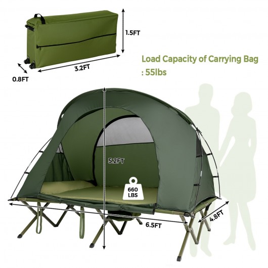 2-Person Outdoor Camping Tent with External Cover-Green - Image 3