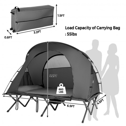 2-Person Outdoor Camping Tent with External Cover-Gray - Image 5