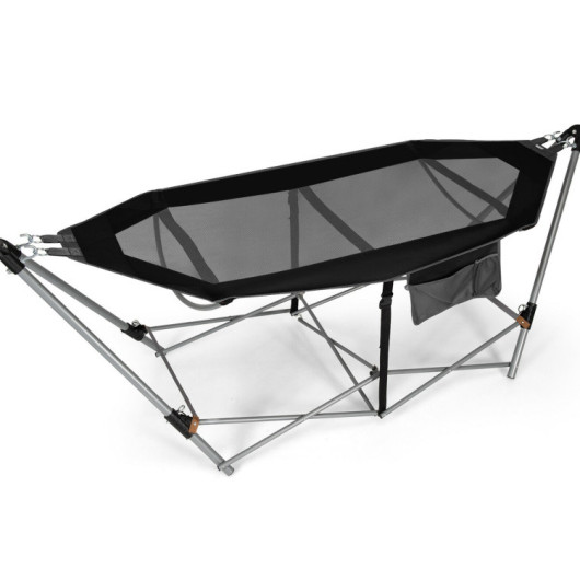 Portable Folding Hammock with Hammock Stand-Black - Image 4