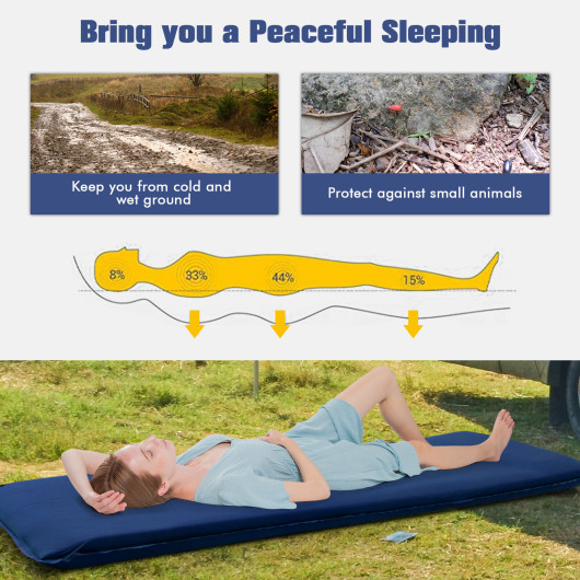Self-inflating Lightweight Folding Foam Sleeping Cot with Storage bag-Blue - Image 2