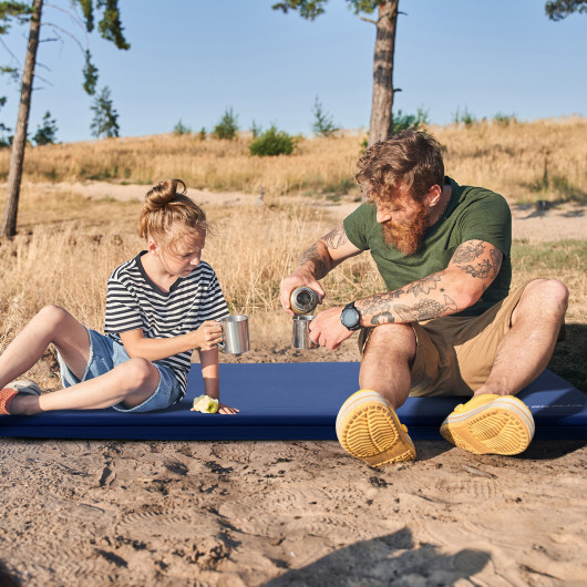 Self-inflating Lightweight Folding Foam Sleeping Cot with Storage bag-Blue - Image 3