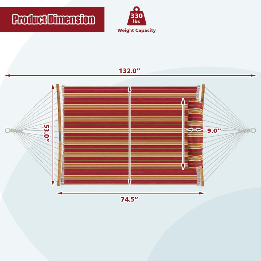 Outdoor Hammock with Detachable Pillow-Red - Image 6