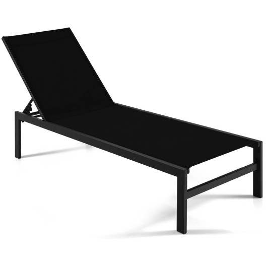 6-Position Chaise Lounge Chairs with Rustproof Aluminium Frame-Black - Image 4
