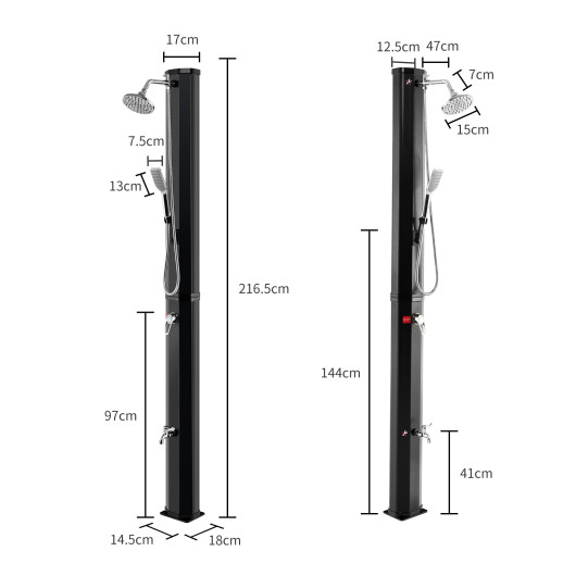 7.2 Feet 9.3 Gallon Solar Heated Shower with Hand and Foot Tap - Image 4