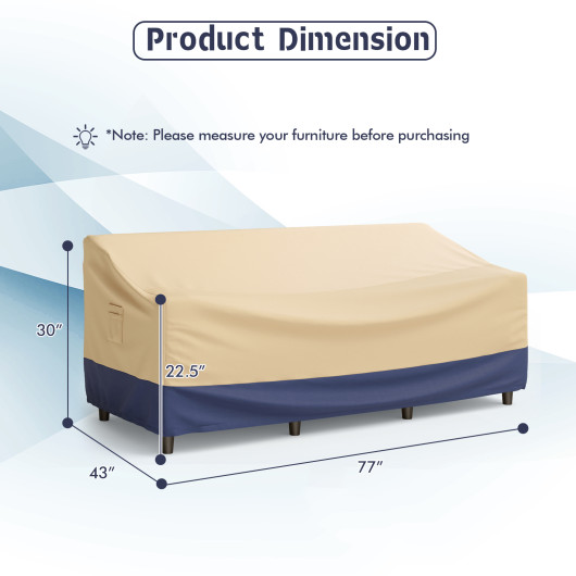 Patio Furniture Cover with Padded Handle and Click-Close Straps-77 x 43 x 30 inches - Image 3