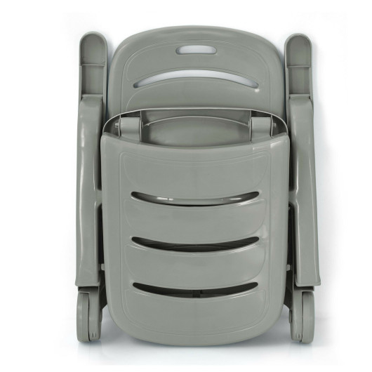 5 Position Adjustable Folding Lounger Chaise Chair on Wheels-Gray - Image 4