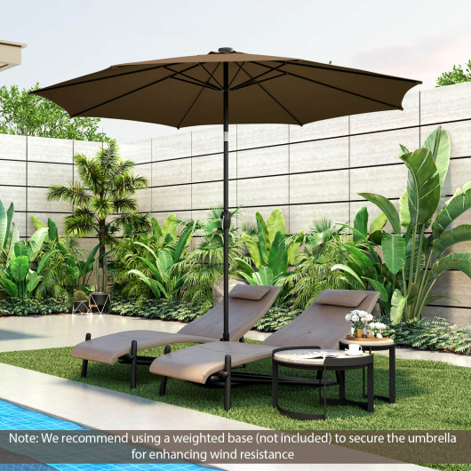 10 Feet Patio Umbrella with 112 Solar Lights and Crank Handle-Coffee - Image 6
