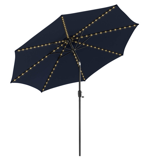 10 Feet Patio Umbrella with 112 Solar Lights and Crank Handle-Navy - Image 2