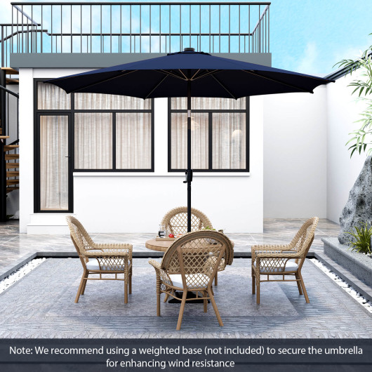 10 Feet Patio Umbrella with 112 Solar Lights and Crank Handle-Navy - Image 3