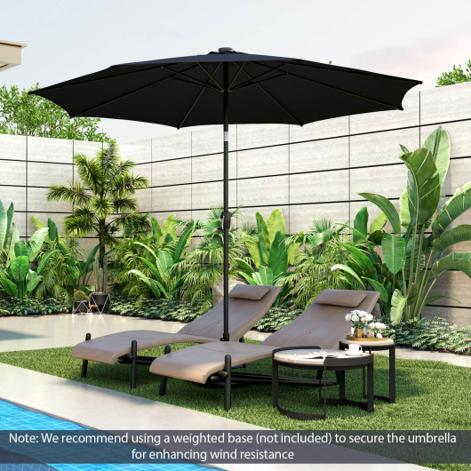 10 Feet Patio Umbrella with 112 Solar Lights and Crank Handle-Navy - Image 5