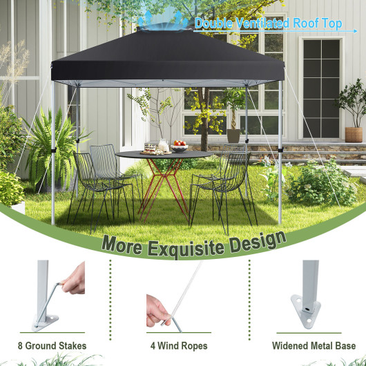 2-Tier 10 x 10 Feet Pop-up Canopy Tent with Wheeled Carry Bag-Black - Image 3
