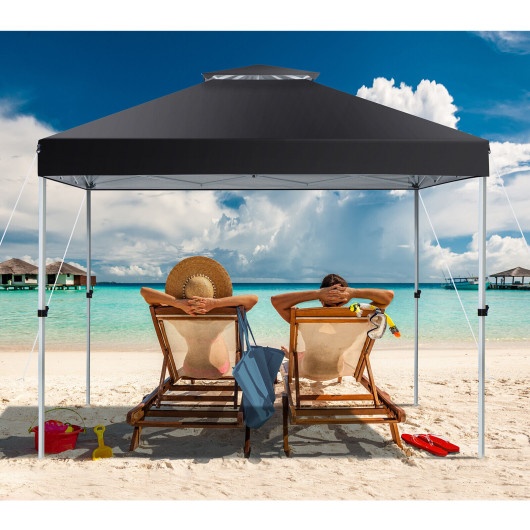 2-Tier 10 x 10 Feet Pop-up Canopy Tent with Wheeled Carry Bag-Black - Image 4