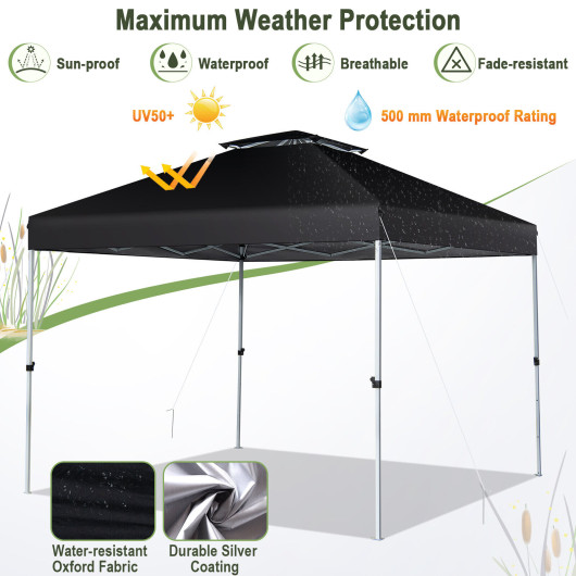 2-Tier 10 x 10 Feet Pop-up Canopy Tent with Wheeled Carry Bag-Black - Image 6