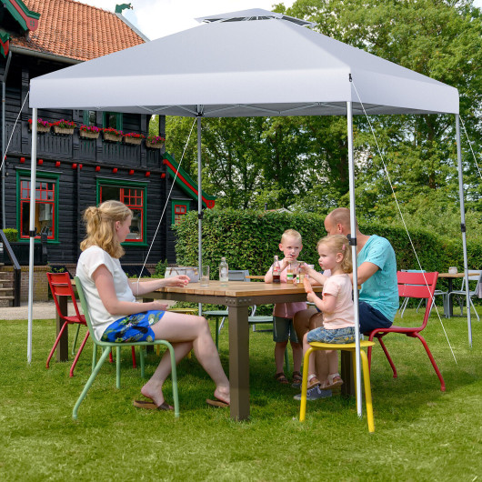 2-Tier 10 x 10 Feet Pop-up Canopy Tent with Wheeled Carry Bag-White - Image 2