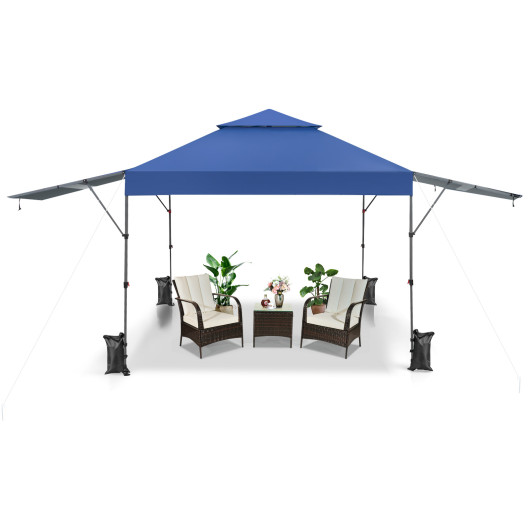10 x 17.6 Feet Outdoor Instant Pop-up Canopy Tent with Dual Half Awnings-Blue - Image 3