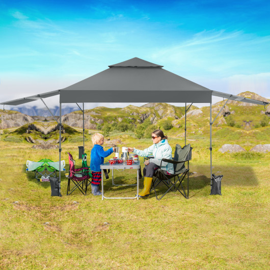 10 x 17.6 Feet Outdoor Instant Pop-up Canopy Tent with Dual Half Awnings-Gray - Image 5