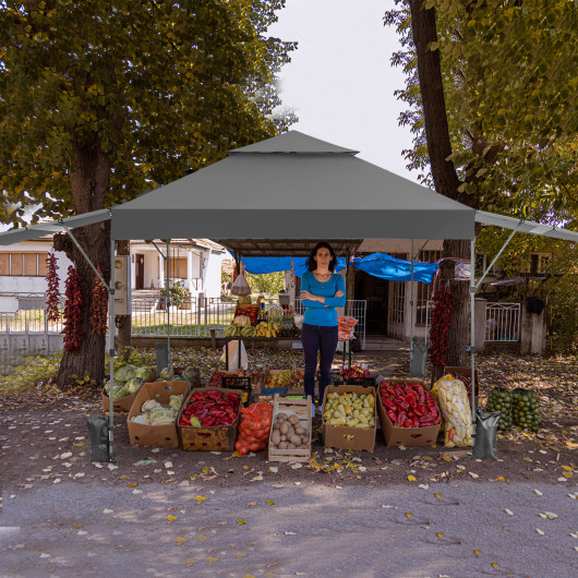 10 x 17.6 Feet Outdoor Instant Pop-up Canopy Tent with Dual Half Awnings-Gray - Image 6
