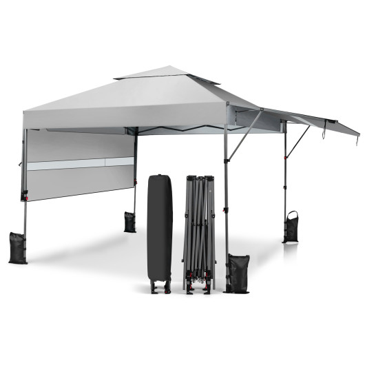 10 x 17.6 Feet Outdoor Instant Pop-up Canopy Tent with Dual Half Awnings-White - Image 3
