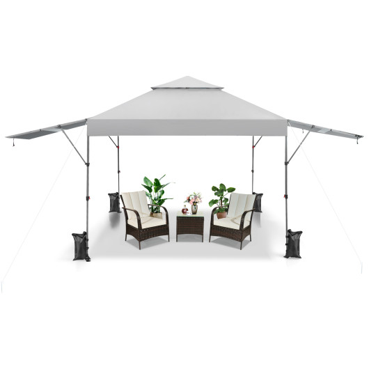 10 x 17.6 Feet Outdoor Instant Pop-up Canopy Tent with Dual Half Awnings-White - Image 2