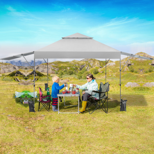 10 x 17.6 Feet Outdoor Instant Pop-up Canopy Tent with Dual Half Awnings-White - Image 5