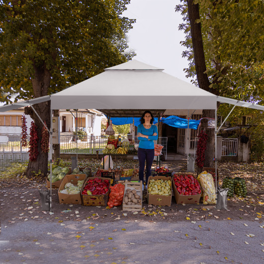 10 x 17.6 Feet Outdoor Instant Pop-up Canopy Tent with Dual Half Awnings-White - Image 6