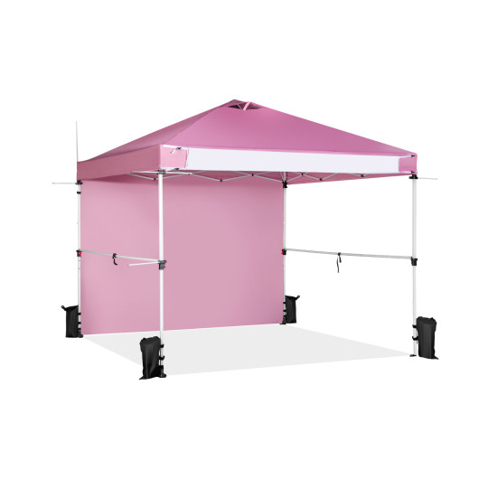 10 x 10 Feet Foldable Commercial Pop-up Canopy with Roller Bag and Banner Strip-Pink - Image 4
