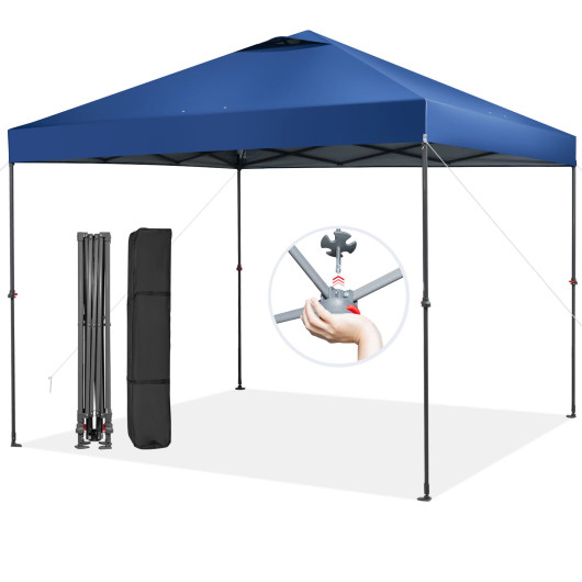 10 x 10 Feet Foldable Outdoor Instant Pop-up Canopy with Carry Bag-Blue - Image 2