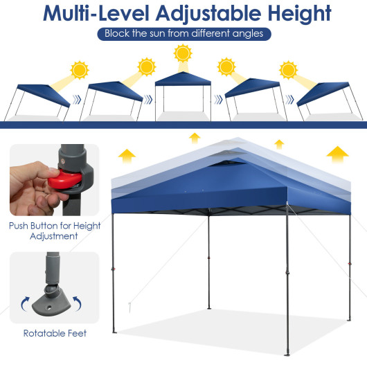 10 x 10 Feet Foldable Outdoor Instant Pop-up Canopy with Carry Bag-Blue - Image 6