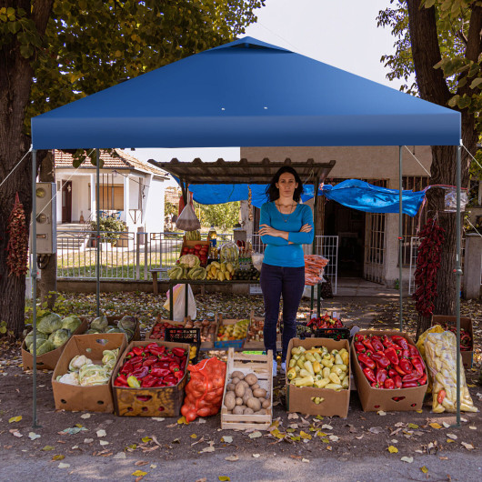 10 x 10 Feet Foldable Outdoor Instant Pop-up Canopy with Carry Bag-Blue - Image 3