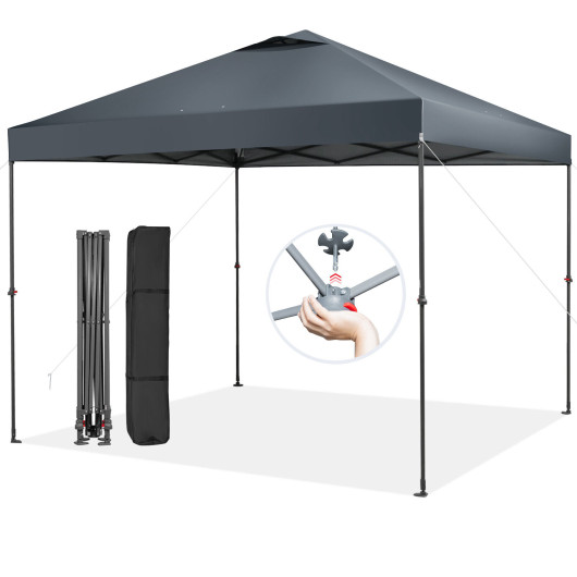 10 x 10 Feet Foldable Outdoor Instant Pop-up Canopy with Carry Bag-Gray - Image 2