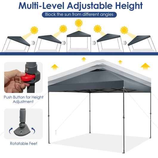 10 x 10 Feet Foldable Outdoor Instant Pop-up Canopy with Carry Bag-Gray - Image 4