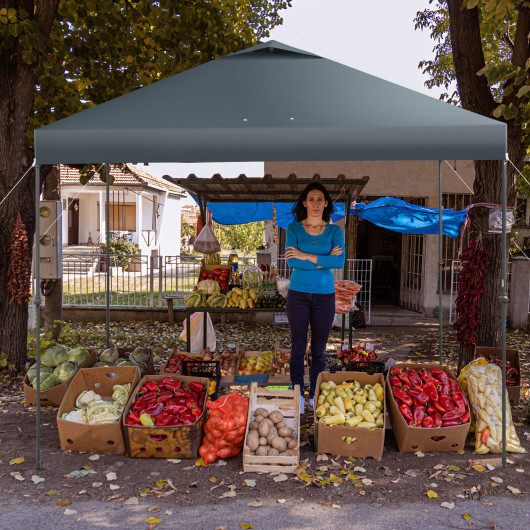 10 x 10 Feet Foldable Outdoor Instant Pop-up Canopy with Carry Bag-Gray - Image 6