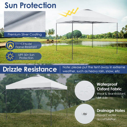 10 x 10 Feet Foldable Outdoor Instant Pop-up Canopy with Carry Bag-White - Image 3