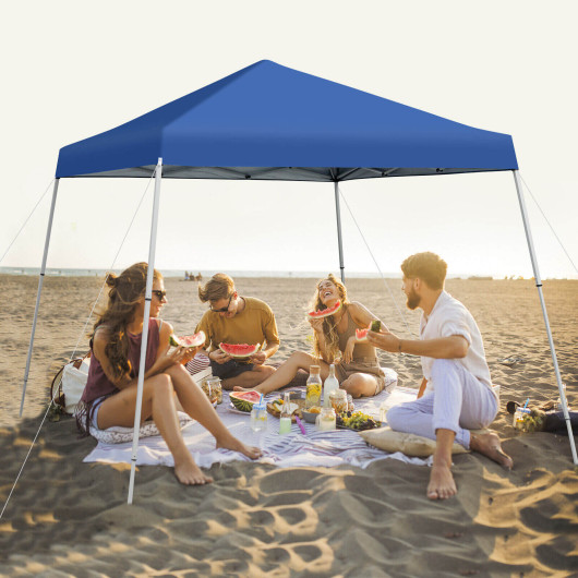 10 x 10 Feet Outdoor Instant Pop-up Canopy with Carrying Bag-Blue - Image 3