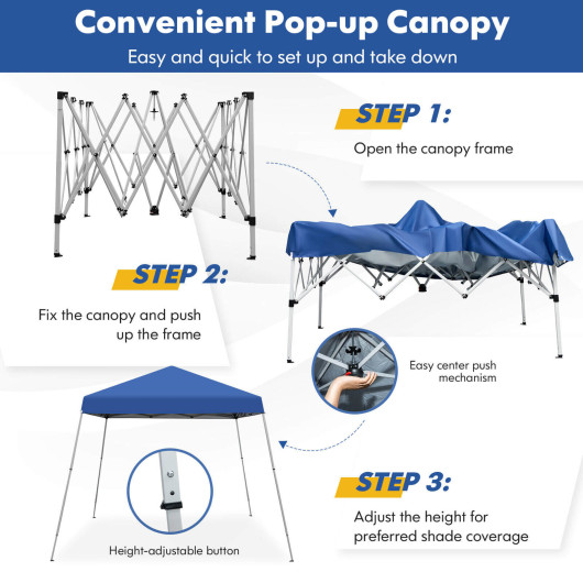 10 x 10 Feet Outdoor Instant Pop-up Canopy with Carrying Bag-Blue - Image 6