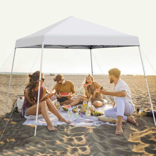 10 x 10 Feet Outdoor Instant Pop-up Canopy with Carrying Bag-White - Image 3