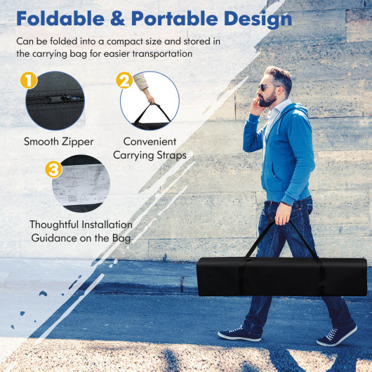 10 x 10 Feet Outdoor Instant Pop-up Canopy with Carrying Bag-White - Image 6