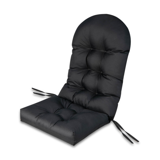 Patio Adirondack Chair Cushion with Fixing Straps and Seat Pad-Black - Image 2